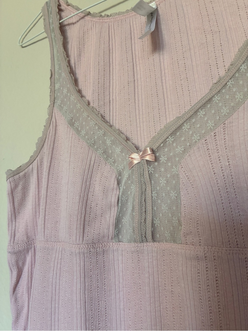 Vintage Old Navy Intimates Babydoll Cami Tank Top Pink Lace-Accent Coquette Y2K - Picture 4 of 8